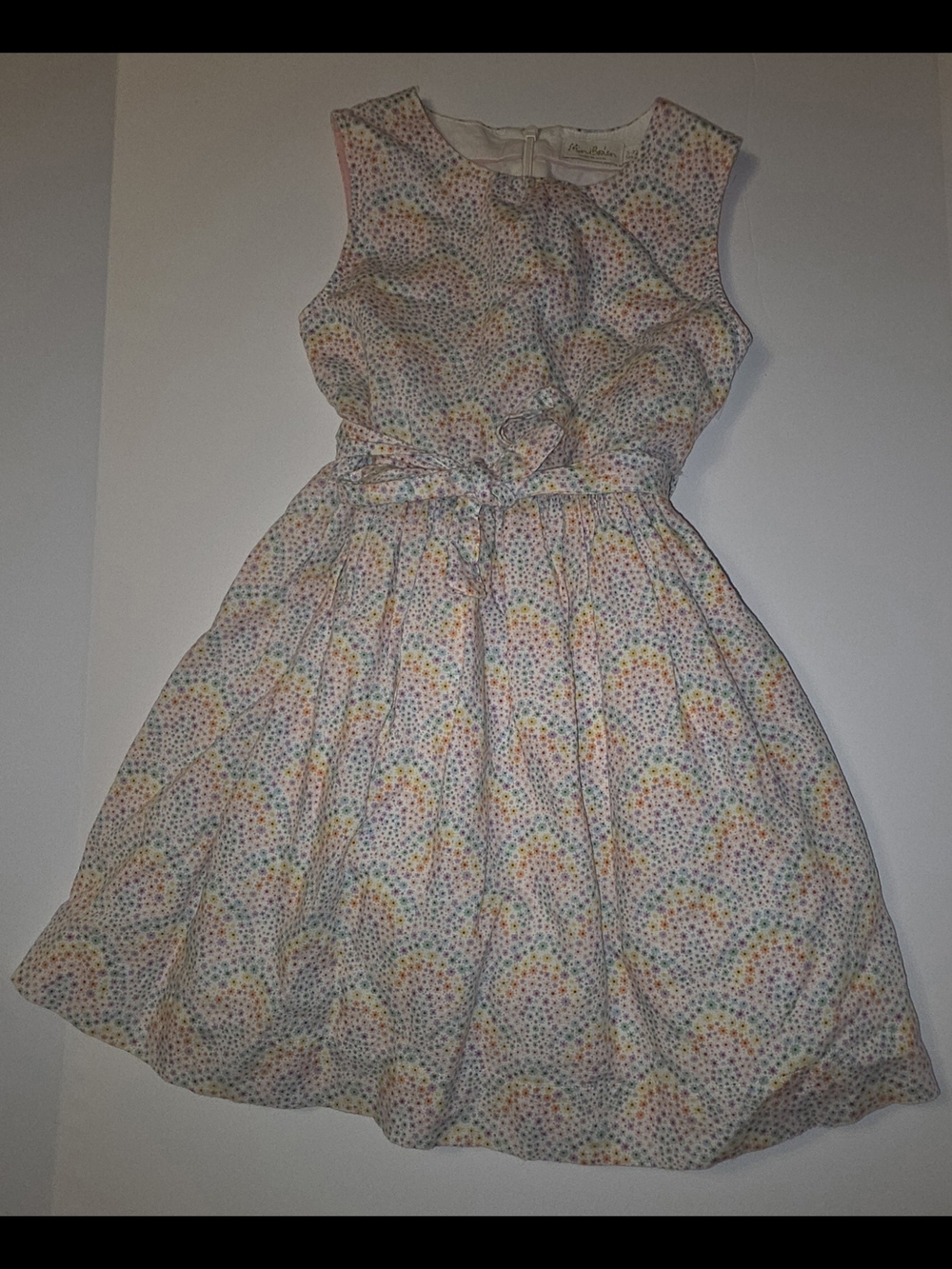 Mini Boden Girls' Pastel Rainbow Print Sleeveless Dress Size 8-9Y